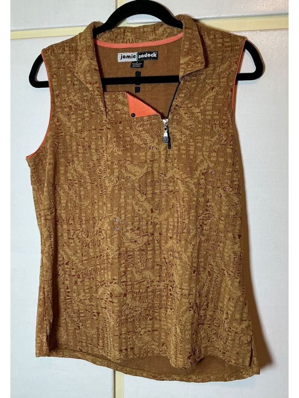 Jamie Sadock Golf Tank Women's Large Quarter Zip Sleeveless Textured